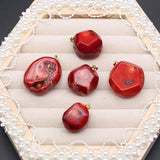 Bamboo Coral Pendant Red Geometric Charm for Jewelry Making