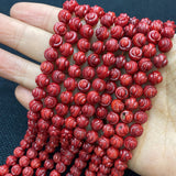 7mm Red Coral Rose Flower Beads for Jewelry Making