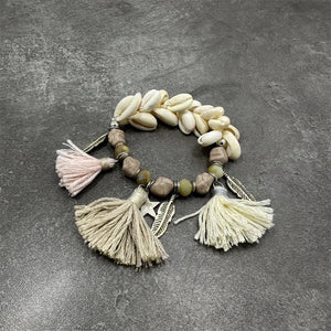 Sea Shell Bracelets for Women Stone Tassel Chain Beads Charm Boho Beach Jewelry