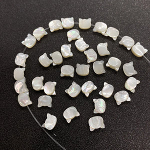 Sea Shell Cat Head Mother-Of-Pearl Beads DIY Charm Necklace Earrings