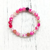 Pink Stripe Agatestone Bracelet Women's Jewelry
