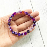 Purple Stripe Agatestone Bracelet Yoga Bracelet Women Jewelry Beads Charm