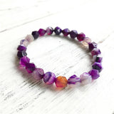 Purple Stripe Agatestone Bracelet Yoga Bracelet Women Jewelry Beads Charm