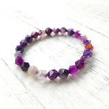 Purple Stripe Agatestone Bracelet Yoga Bracelet Women Jewelry Beads Charm