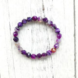 Purple Stripe Agatestone Bracelet Yoga Bracelet Women Jewelry Beads Charm
