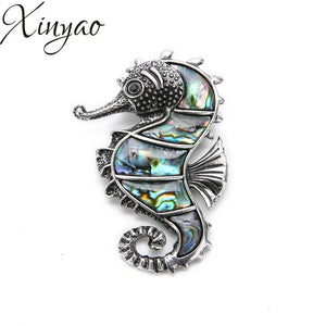 Natural Abalone Shell Pearl Seahorse Charms Pendant for DIY Necklace 41*59mm