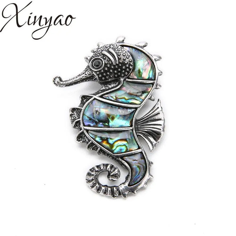 Natural Abalone Shell Pearl Seahorse Charms Pendant for DIY Necklace 41*59mm
