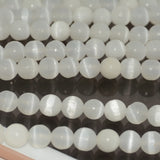 Natural Selenite Loose Round Beads 8mm - No Glue - Not Smooth