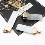 Natural Selenite Pendant Pendulum Column Healing Point Clear Stone Necklace