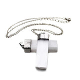 Natural Selenite Pendant Pendulum Column Healing Point Clear Stone Necklace