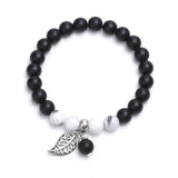 Gemstone Beads Bracelet with Leaf Charm