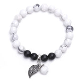 Gemstone Beads Bracelet with Leaf Charm