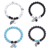 Gemstone Beads Bracelet with Leaf Charm