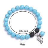 Gemstone Beads Bracelet with Leaf Charm