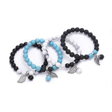 Gemstone Beads Bracelet with Leaf Charm