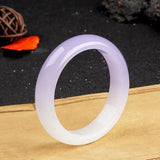 Natural Semi-Purple Hand Carved Jade Bracelet