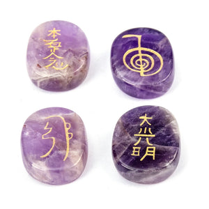 Amethyst Beads 20x25mm Square Shape Four Reiki Symbols Japan Religious