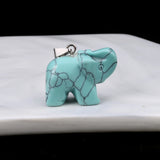 Crystal Agate Turquoise Tiger Eye Elephant Pendant 27x37mm