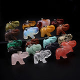 Crystal Agate Turquoise Tiger Eye Elephant Pendant 27x37mm