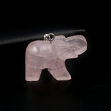 Crystal Agate Turquoise Tiger Eye Elephant Pendant 27x37mm