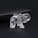 Crystal Agate Turquoise Tiger Eye Elephant Pendant 27x37mm
