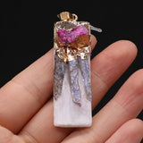 Rectangle Crystal Druzy Agates Pendant for Necklace DIY