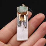 Rectangle Crystal Druzy Agates Pendant for Necklace DIY