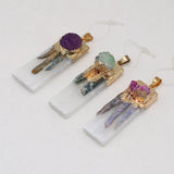 Rectangle Crystal Druzy Agates Pendant for Necklace DIY