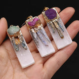 Rectangle Crystal Druzy Agates Pendant for Necklace DIY