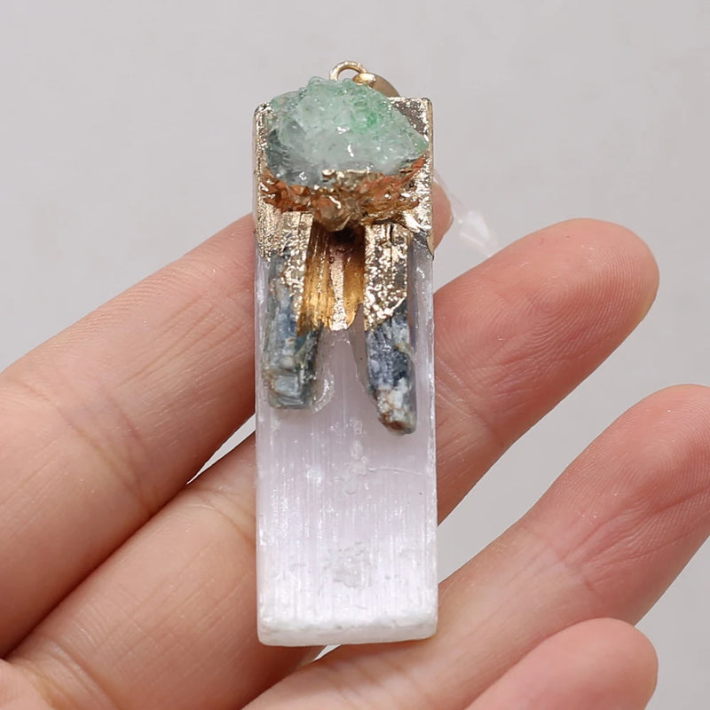 Rectangle Crystal Druzy Agates Pendant for Necklace DIY