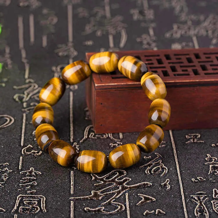 Yellow Tigereye Semi-precious Stone Bracelets 11x16mm 13x18mm Drum Beads Strand