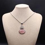 Gourd Shape Pendant Necklace Bule Turquoise Green Aventurine Metal Chain