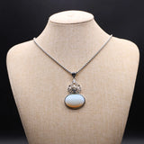 Gourd Shape Pendant Necklace Bule Turquoise Green Aventurine Metal Chain