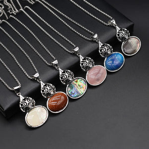 Green Aventurine Shell Gourd Pendant Necklace Reiki Heal Women's Jewelry