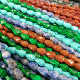 Natural Stone Beads Strand Tiger Eye Rose Water Drop Round 8*12mm