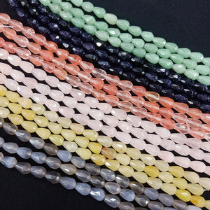 Natural Stone Beads Strand Tiger Eye Rose Water Drop Round 8*12mm