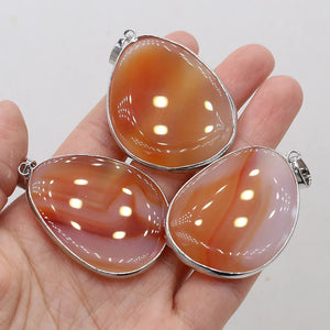 Natural Red Agate Oval Stone Pendant for DIY Jewelry Making