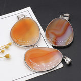 Natural Red Agate Oval Stone Pendant for DIY Jewelry Making