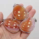 Natural Red Agate Oval Stone Pendant for DIY Jewelry Making