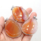 Natural Red Agate Oval Stone Pendant for DIY Jewelry Making