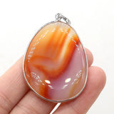 Natural Red Agate Oval Stone Pendant for DIY Jewelry Making