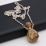Semi-precious Stone Painted Stone Perfume Bottle Pendant