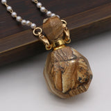 Semi-precious Stone Painted Stone Perfume Bottle Pendant