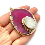 Red Agate and Agate Pendant for DIY Necklace Jewelry Charm