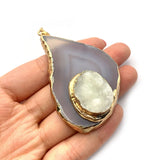 Red Agate and Agate Pendant for DIY Necklace Jewelry Charm