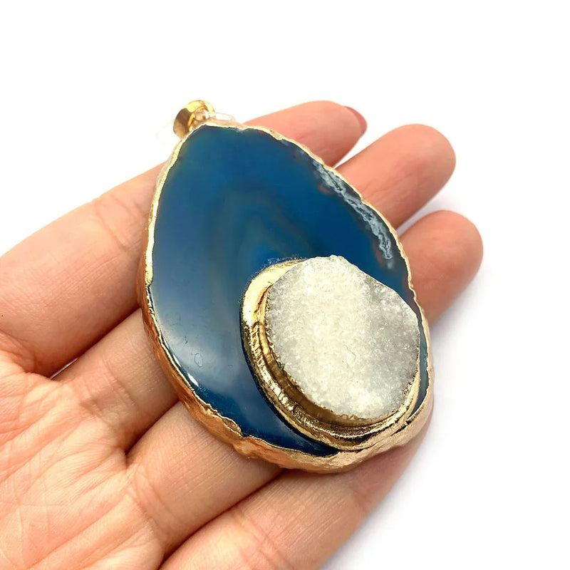 Red Agate and Agate Pendant for DIY Necklace Jewelry Charm