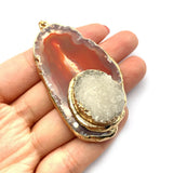Red Agate and Agate Pendant for DIY Necklace Jewelry Charm