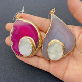 Red Agate and Agate Pendant for DIY Necklace Jewelry Charm
