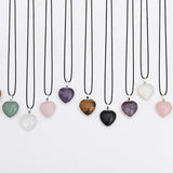 Amethyst Rose Quartz Heart Shape 20mm Stone Pendant with Silver Edge