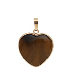 Amethyst Rose Quartz Heart Shape 20mm Stone Pendant with Silver Edge
